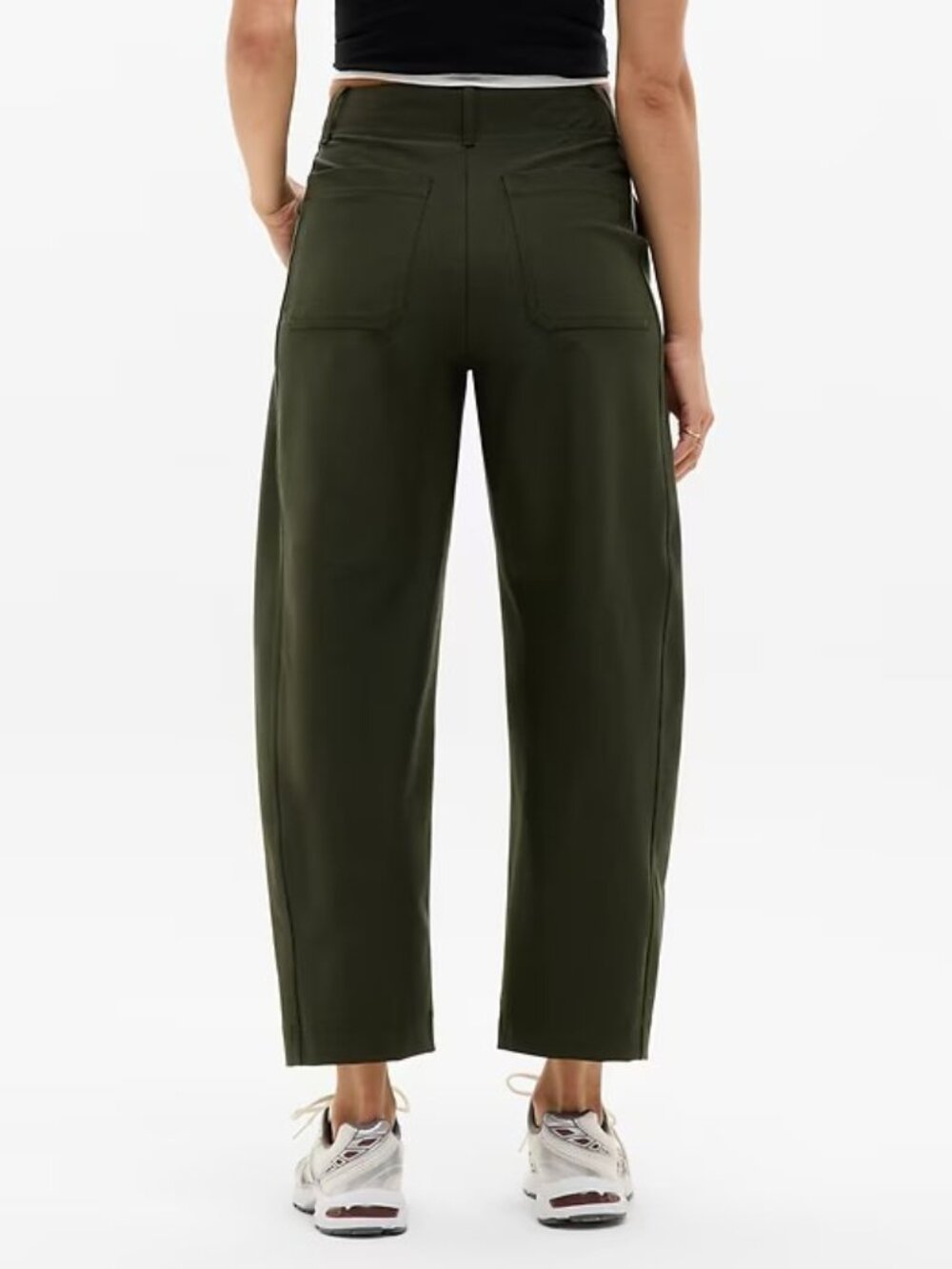 New Athleta 8 Skyline High Rise Barrel Leg Pant Aspen Olive Green Size 8 Regular - Picture 3 of 6